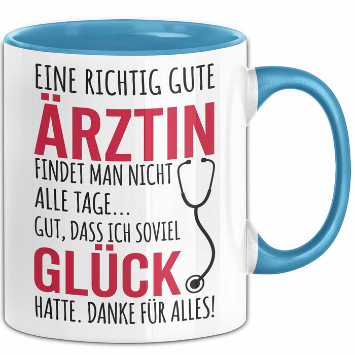 Aerztin Tasse Geschenk Eine Richtig Gute Aerztin Danke Geschenkidee Beruf Blau Trendation