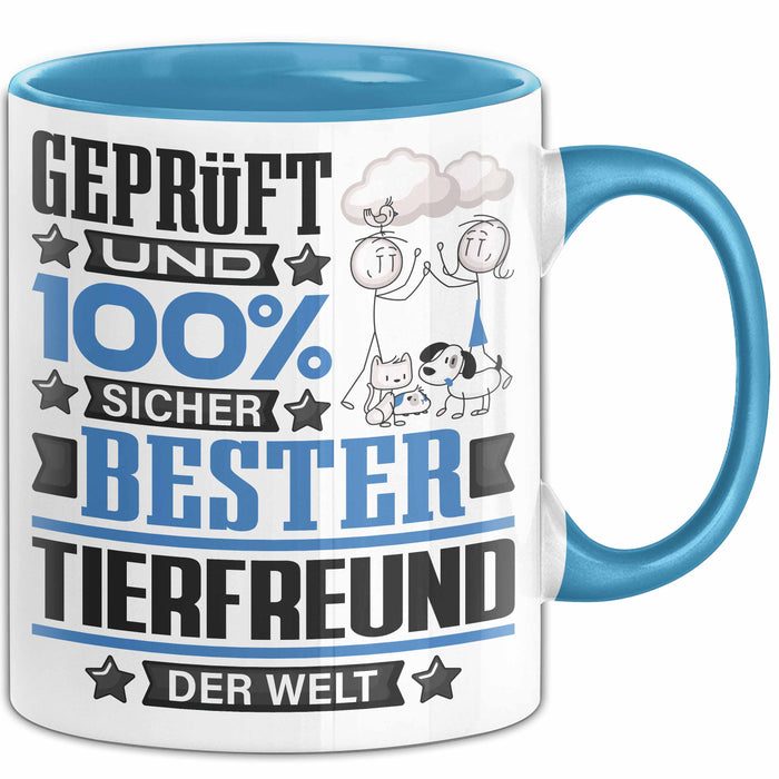 Tierfreund Geschenk Lustiger Spruch für Tierfreund Geschenkidee Bester Tierfreund Der Welt Blau Trendation