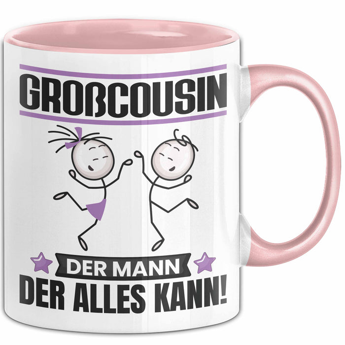 Großcousin Tasse Geschenk für Großcousin Der Mann Der Alles Kann Geschenkidee zum Geburtstag Rosa Trendation