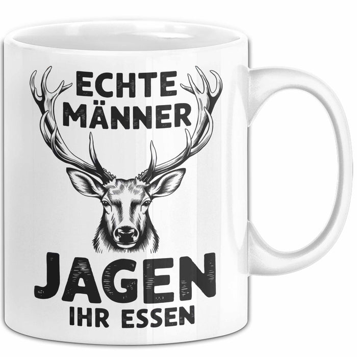 Hirschjäger Jagd Tasse Geschenk Echte Männer jagen ihr Essen Weiß Trendation