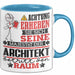 Architekt Geschenk Tasse Lustiger Spruch Erheben Sie Sich Der Architekt Betritt den Raum Blau Trendation