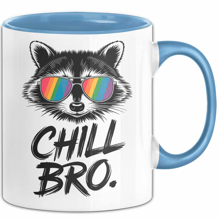 Waschbär Tierliebhaber Tasse Geschenk Lustige Geschenkidee Spruch Entspann Dich Bruder Blau Trendation