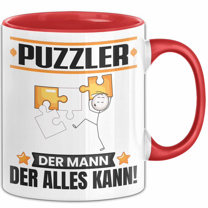 Puzzler Tasse Geschenk für Puzzler Der Mann Der Alles Kann Geschenkidee zum Geburtstag Rot Trendation