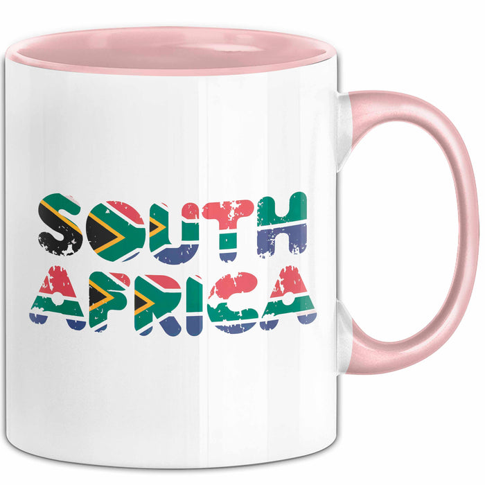 Südafrika Flagge Südafrikanisch Tasse Geschenk Lustige Geschenkidee Spruch Rosa Trendation