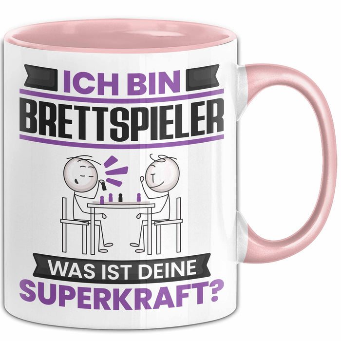 Brettspieler Tasse Geschenk für Brettspieler Geburtstag Lustiger Spruch Kaffee-Becher Was Ist Deine Superkraft Rosa Trendation