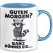 Waschbär Tierliebhaber Tasse Geschenk Lustige Geschenkidee Spruch Guten Morgen Ganz Dünnes Eis Blau Trendation
