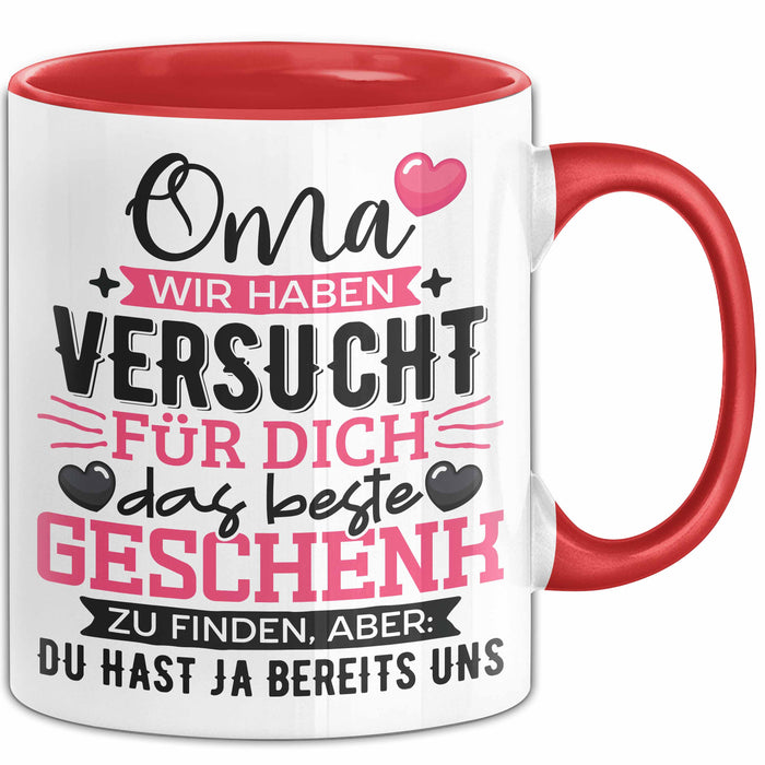 Geschenk Oma Tasse Muttertag Witzige Spruchidee Originell Rot Trendation