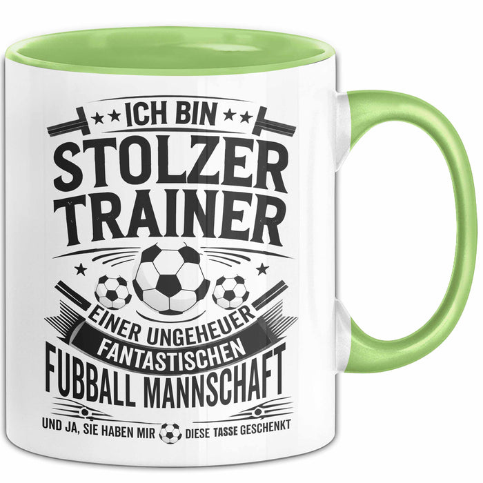 Fußballtrainer Tasse Geschenk Lustige Geschenkidee Spruch Stolzer Trainer Grün Trendation