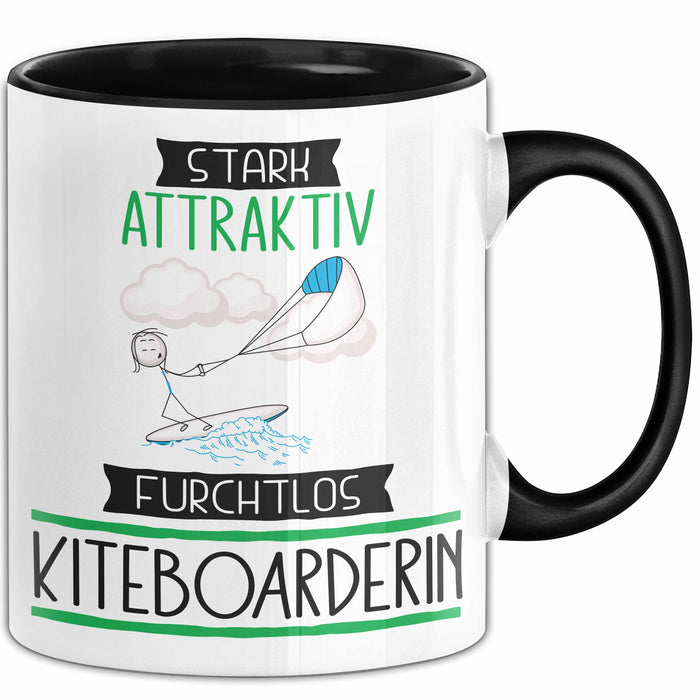 Kiteboarderin Tasse Geschenk Becher Stark Attraktiv Furchtlos Kiteboarderin Lustige Geschenkidee Trendation