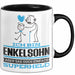 Enkelsohn Geschenk Tasse Ich Bin Enkelsohn Aber Sag Doch Einfach Superheld Lustige Geschenkdiee für Enkelsohn Kaffee-Becher Schwarz Trendation