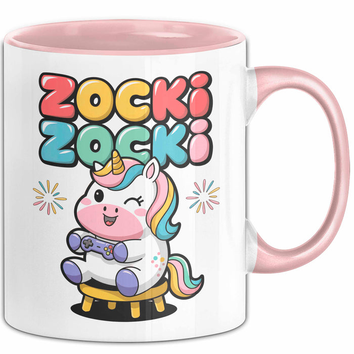 Gamer Gaming Liebhaber Tasse Geschenk Lustige Geschenkidee Spruch Zocki Zocki Rosa Trendation