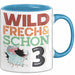 3. Geburtstag Geschenk Tasse Becher Wild Frech Und Schon 3 Blau Trendation