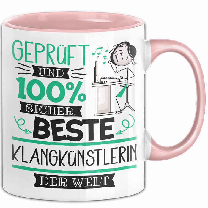 Beste Klangkünstlerin Der Welt Tasse Geschenk für Eine Klangkünstlerin Geprüft Und Sicher Geschenkidee Geburtstag Weihnachten Rosa Trendation