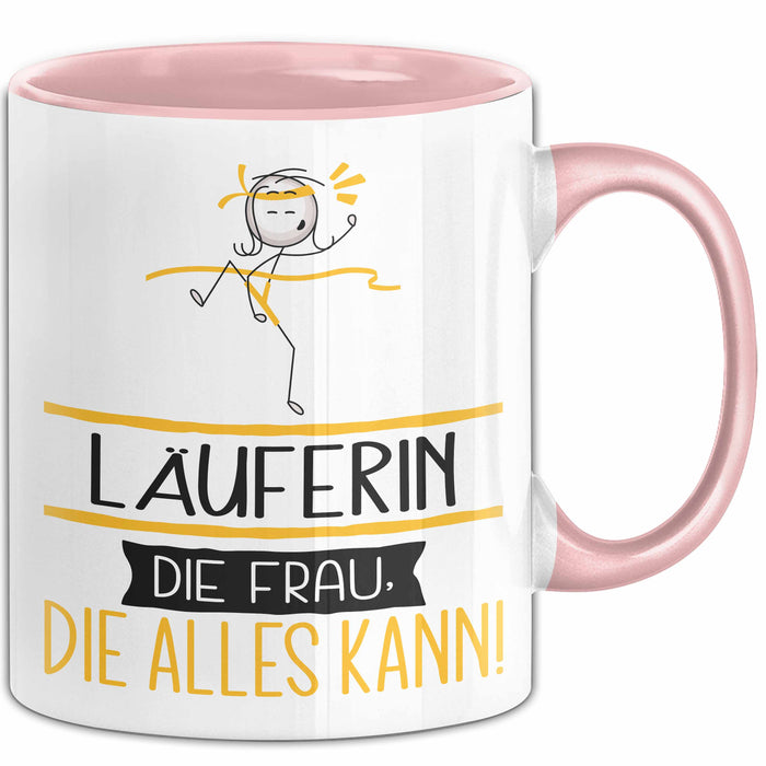 Läuferin Geschenk Tasse Becher Die Frau Die Allen Kann Geschenkidee für eine Läuferin Lustig Rosa Trendation