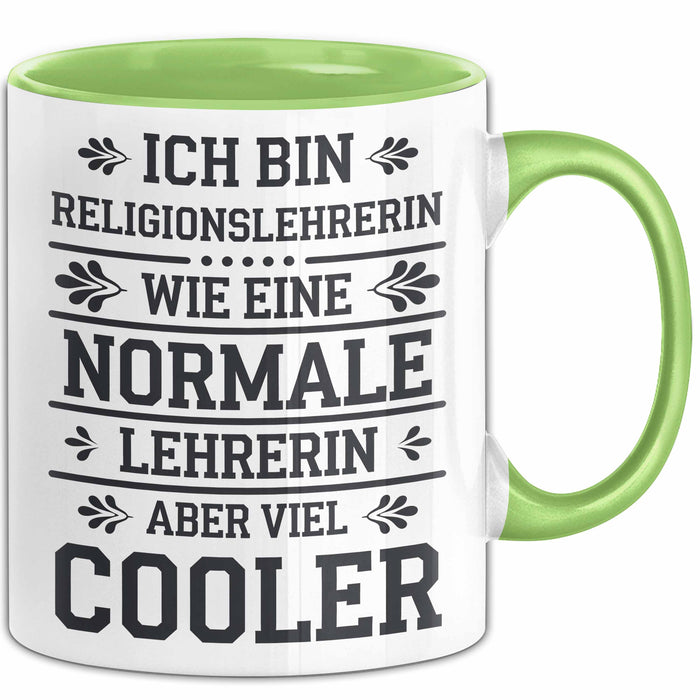 Religionslehrer Tasse Geschenk Lustige Geschenkidee Spruch Ich Bin Religionslehrerin Grün Trendation