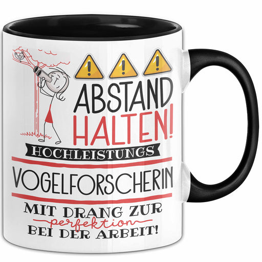 Vogelforscherin Tasse Geschenk Lustig Abstand Halten Hochleistungs-Vogelforscherin Mit Drang Zur Perfektion Bei Der Arbeit Trendation