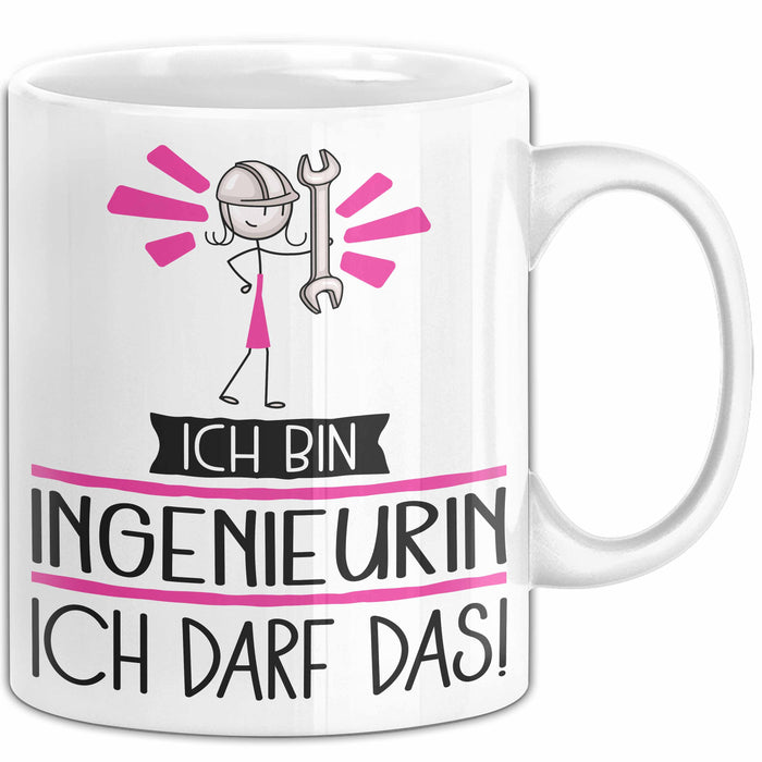 Geschenk für Ingenieurin Tasse Lustige Geschenkidee Geburtstag Ich Bin Ingenieurin Ich Darf Das Weiß Trendation