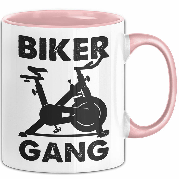 Biker Gang Tasse Geschenk Cardio Zuhause Fitness-Bike Geschenkidee Becher Rosa Trendation