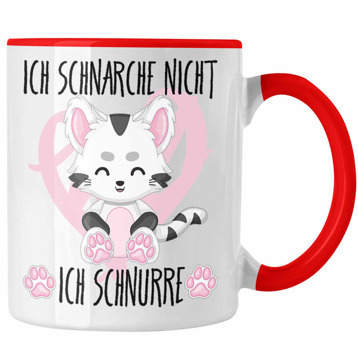 Ich Schnarche Nicht Ich Schnurre Tasse Geschenk Frauen Katzenliebhaber Geschenkidee Rot Trendation