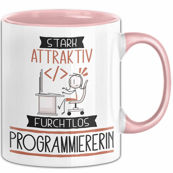 Programmiererin Tasse Geschenk Becher Stark Attraktiv Furchtlos Programmiererin Lustige Geschenkidee Rosa Trendation