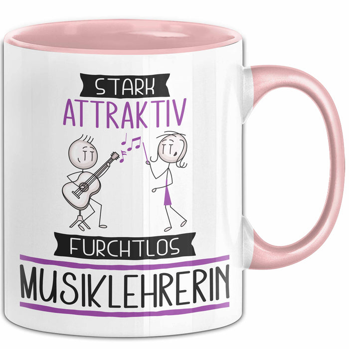 Musiklehrerin Tasse Geschenk Becher Stark Attraktiv Furchtlos Musiklehrerin Lustige Geschenkidee Rosa Trendation