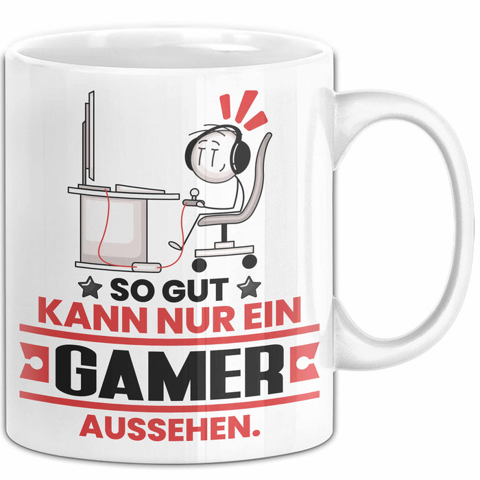 Gamer Geschenk Tasse So Gut Kann Nur Ein Gamer Aussehen Geschenkidee Kaffee-Becher Weiß Trendation
