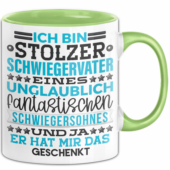 Schwiegervater Geschenk Von Schwiegersohn Geschenkidee Tasse Spruch Becher Grün Trendation