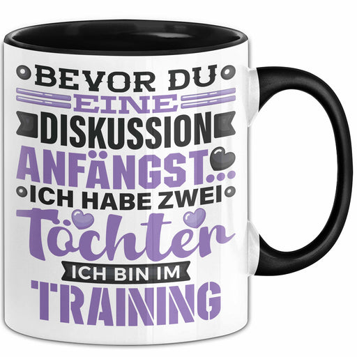 Mama Papa Tasse Geschenk 2 Töchter Geschenkidee Muttertag Vatertag Geschenke Schwarz Trendation