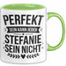 Stefanie Tasse Geschenk Perfekt Sein Kann Jeder Geschenkidee Geburtstag Grün Trendation