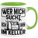 Handwerker Geschenk Tasse Wer Mich Sucht Ich Bin Im Keller KFZ Mechaniker Hausmeister Elektroniker Anlagenmechaniker Heimwerker Grün Trendation