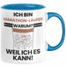Marathonläufer Geschenk Tasse Lustiger Spruch Ich Bin Marathonläufer Warum Weil Ich Es Kann Geschenkidee Bester Marathonläufer Geburtstag Kaffee-Becher Blau Trendation