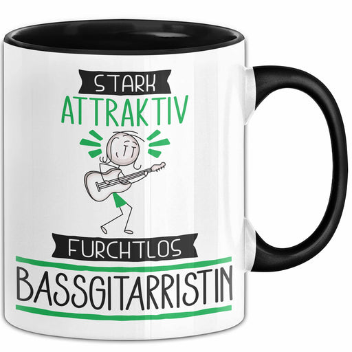 Bassgitarristin Tasse Geschenk Becher Stark Attraktiv Furchtlos Bassgitarristin Lustige Geschenkidee Trendation