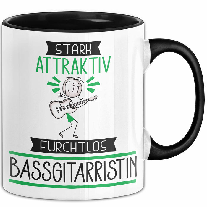 Bassgitarristin Tasse Geschenk Becher Stark Attraktiv Furchtlos Bassgitarristin Lustige Geschenkidee Trendation