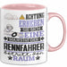 Rennfahrer Geschenk Tasse Lustiger Spruch Erheben Sie Sich Der Rennfahrer Betritt den Raum Rosa Trendation