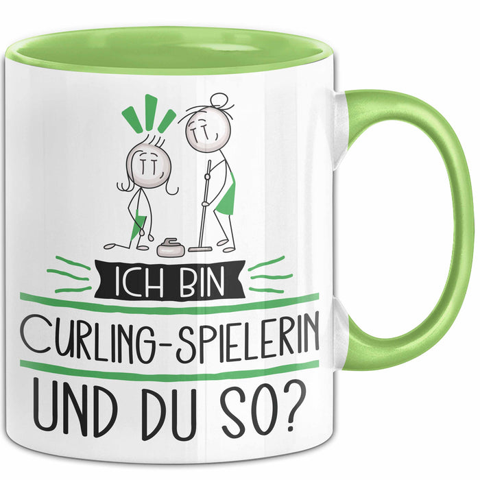 Curling-Spielerin Tasse Geschenk Ich Bin Curling-Spielerin Und Du So Geschenkidee Lustiger Spruch Becher Grün Trendation