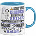 Musiktechniker Geschenk Tasse Lustiger Spruch Erheben Sie Sich Der Musiktechniker Betritt den Raum Blau Trendation