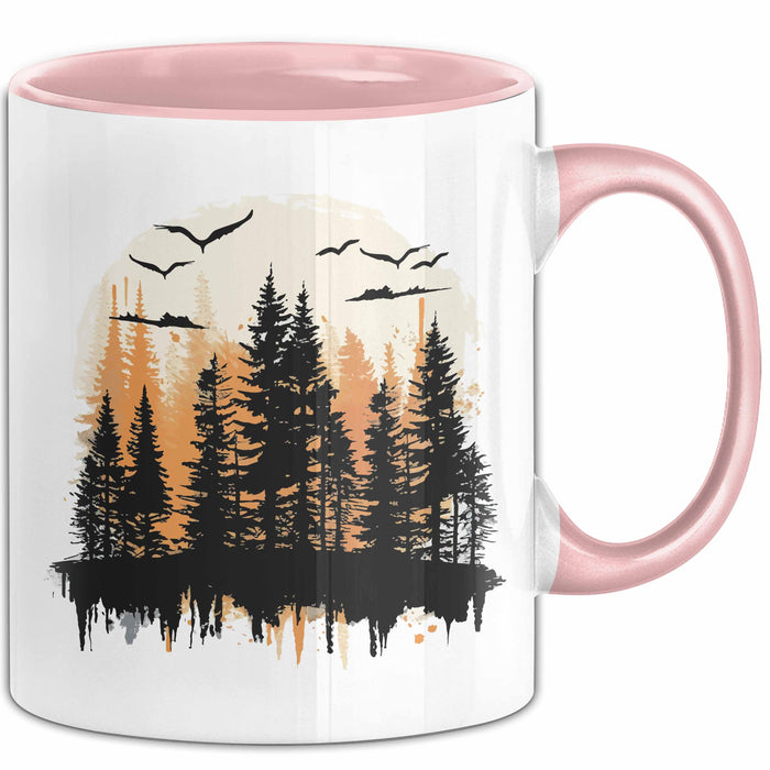 Wald Tasse Geschenk Wandern Geschenkidee Wanderlustige Rosa Trendation
