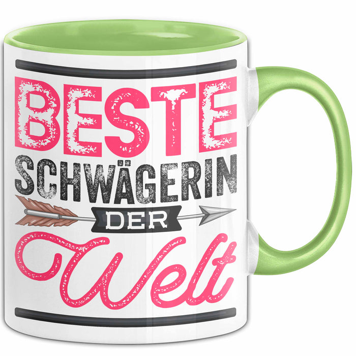 Schwägerin Geschenk Tasse Mit Spruch Beste Schwägerin Der Welt Becher Grün Trendation