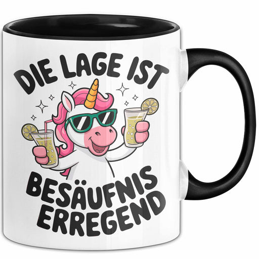 Einhorn Trinken Liebhaber Sarkasmus Tasse Becher Geschenk Lustige Geschenkidee Spruch Die Lage Ist Besäufniserregend Trendation
