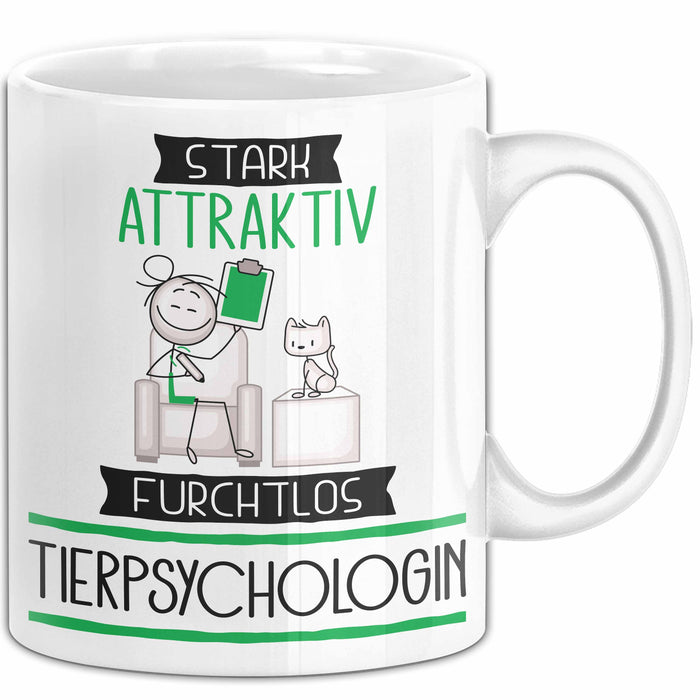Tierpsychologin Tasse Geschenk Becher Stark Attraktiv Furchtlos Tierpsychologin Lustige Geschenkidee Weiß Trendation