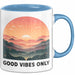 Positive Vibes Tasse Geschenk Lustige Geschenkidee Spruch Für Glückliche Seelen Blau Trendation
