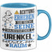 Urenkel Geschenk Tasse Lustiger Spruch Erheben Sie Sich Der Urenkel Betritt den Raum Blau Trendation