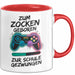 Gamer Gaming Liebhaber Tasse Geschenk Lustige Geschenkidee Spruch Zum Zocken Geboren Zur Schule Gezwungen Rot Trendation