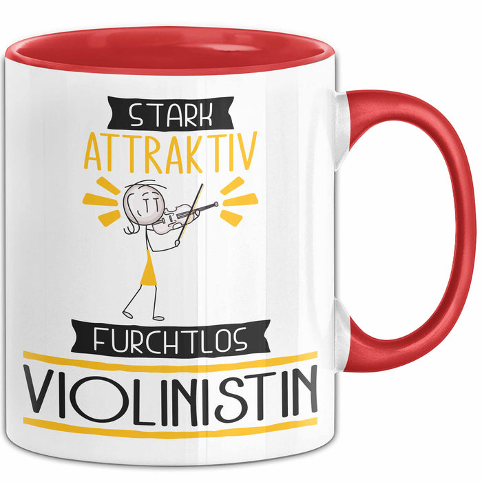 Violinistin Tasse Geschenk Becher Stark Attraktiv Furchtlos Violinistin Lustige Geschenkidee Rot Trendation