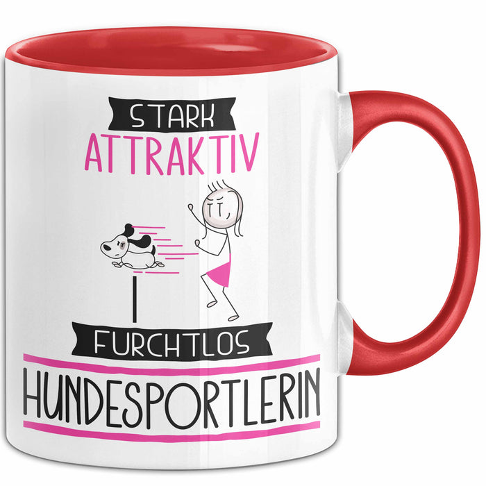 Hundesportlerin Tasse Geschenk Becher Stark Attraktiv Furchtlos Hundesportlerin Lustige Geschenkidee Rot Trendation