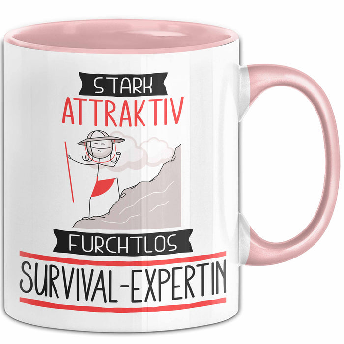 Survival-Expertin Tasse Geschenk Becher Stark Attraktiv Furchtlos Survival-Expertin Lustige Geschenkidee Rosa Trendation