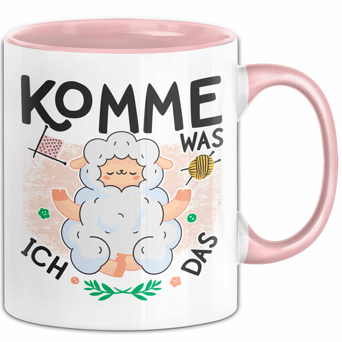 Schaf Tier Bauer Tasse Becher Geschenk Lustige Geschenkidee Spruch Komme Was Wolle Ich Schaf Das Rosa Trendation