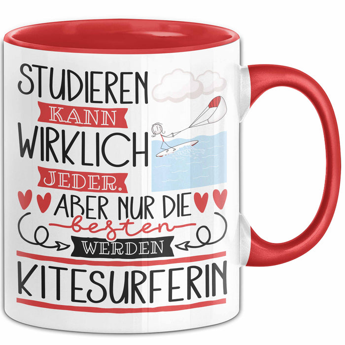 Kitesurferin Tasse Lustiges Geschenk Studieren Kann Wirklich Jeder Nur Die Besten Werden Kitesurferin Rot Trendation