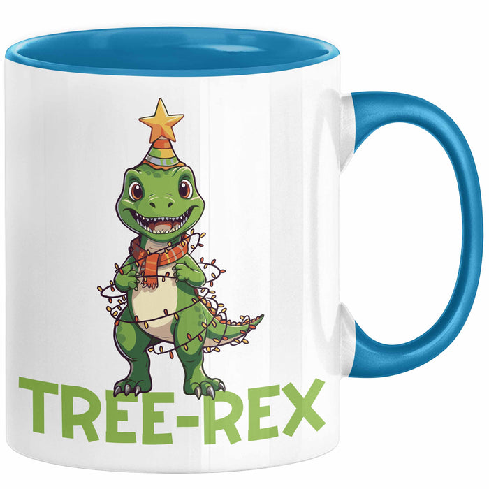 Tree-Rex Dinosaurier Tasse Weihnachten Geschenk Jungs Jungen Weihnachtsbaum T-Rex Blau Trendation