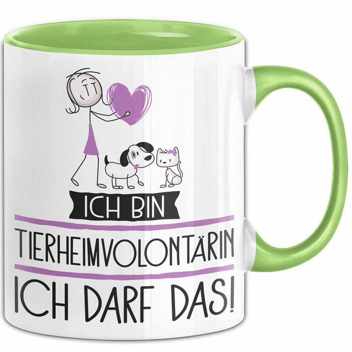 Geschenk für Tierheimvolontärin Tasse Lustige Geschenkidee Geburtstag Ich Bin Tierheimvolontärin Ich Darf Das Grün Trendation
